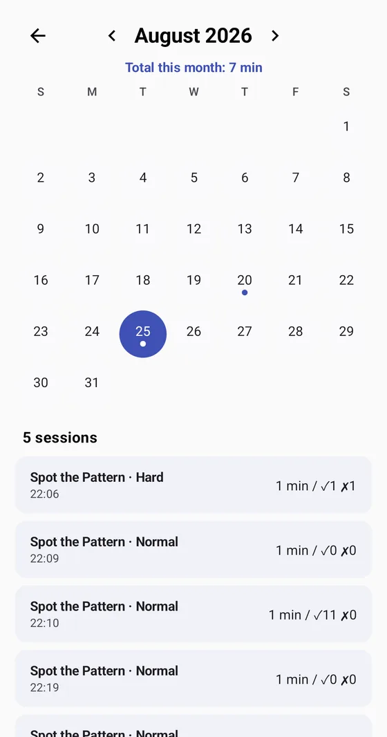 Calendar screen