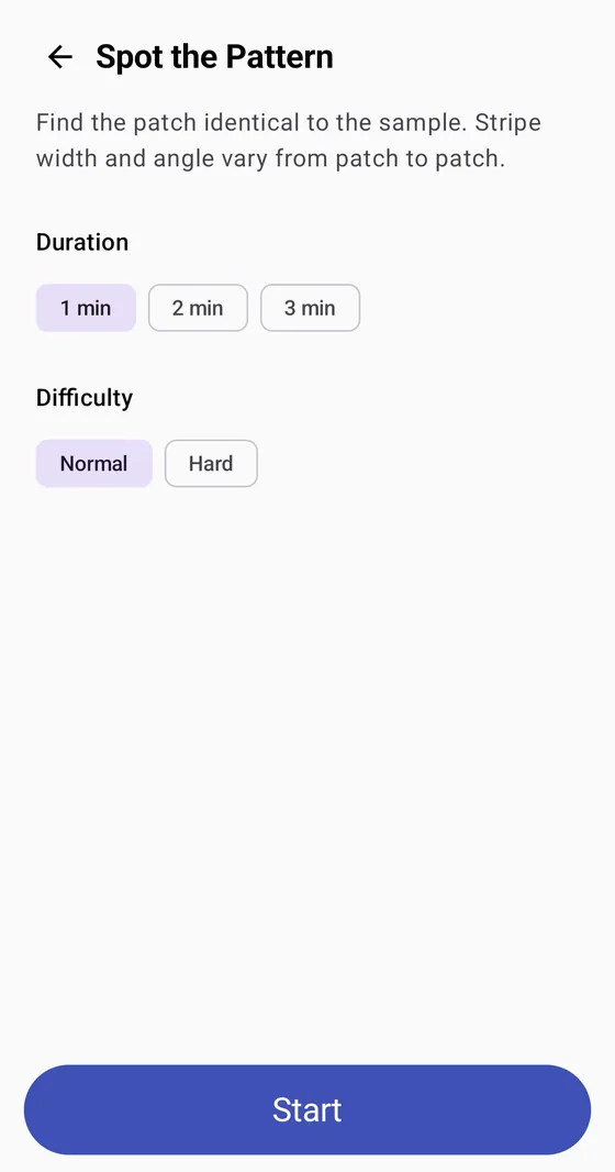 Time and difficulty selection